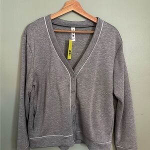 All in Motion Gray Button-Up Sweatshirt Cardigan